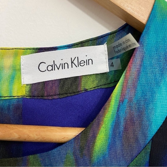 CALVIN Klein dress woven Aline multicolored chiffon fit&flair sleeveles summer 4 - Picture 2 of 16